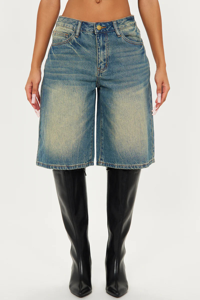 Tinted Denim Jorts - Vintage Wash
