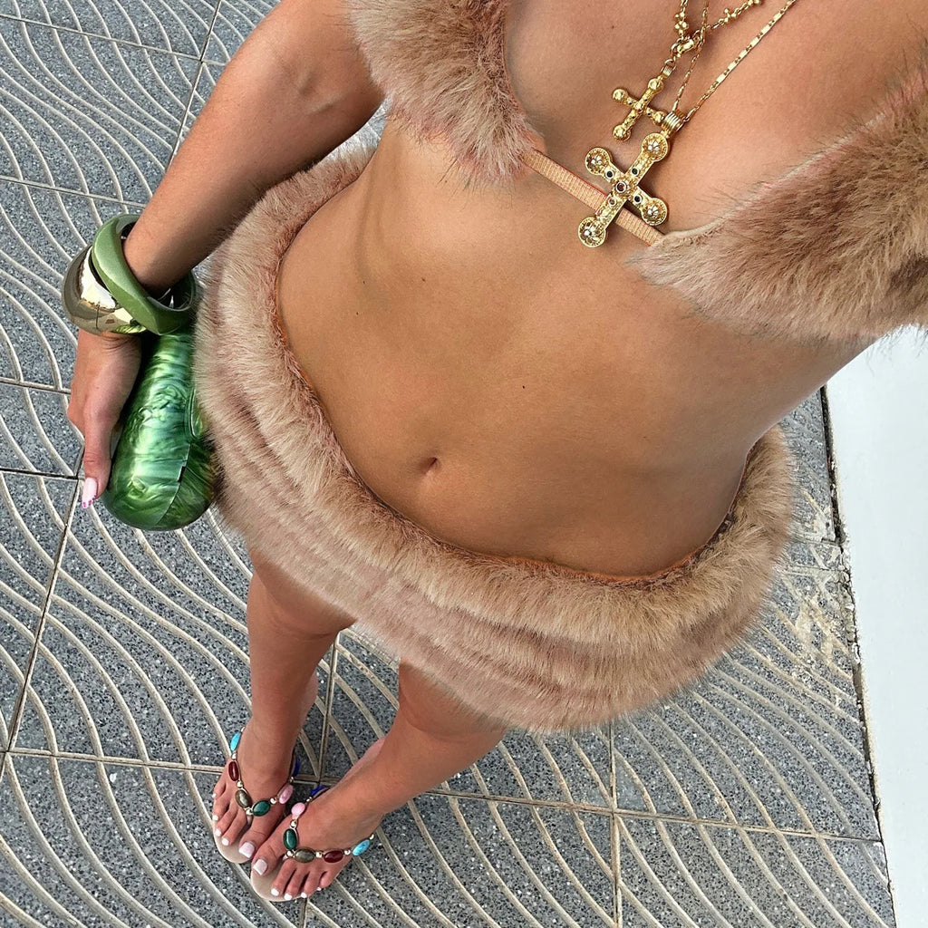Faux Fur mini skirt