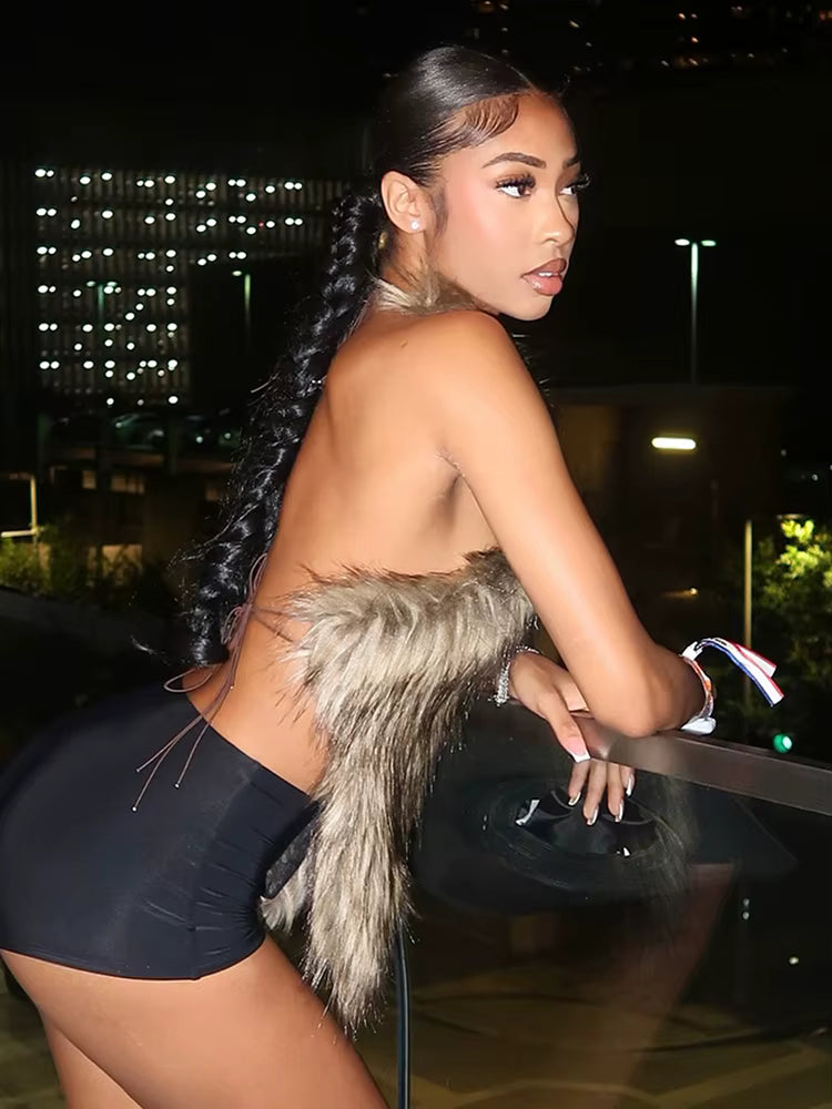Faux Mink Fur Top
