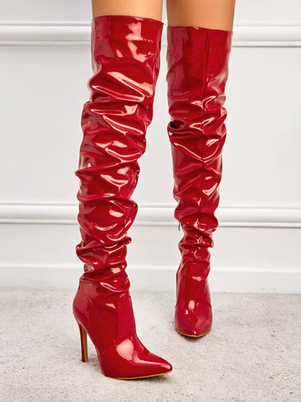 Patent leather Knee-High Heel Boots