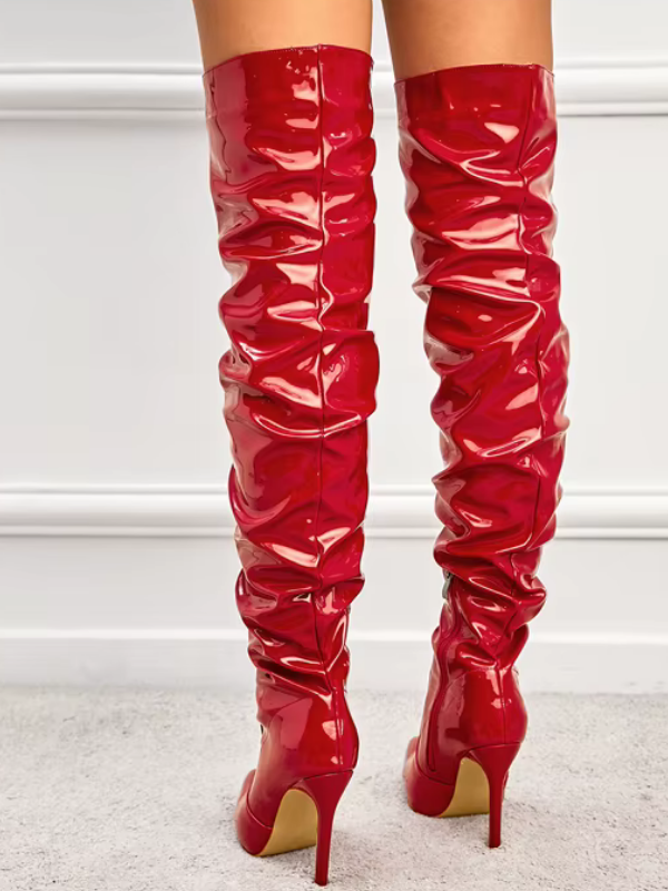 Patent leather Knee-High Heel Boots