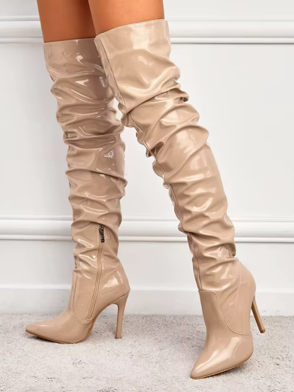 Patent leather Knee-High Heel Boots