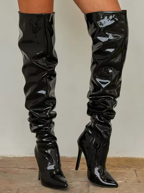 Patent leather Knee-High Heel Boots