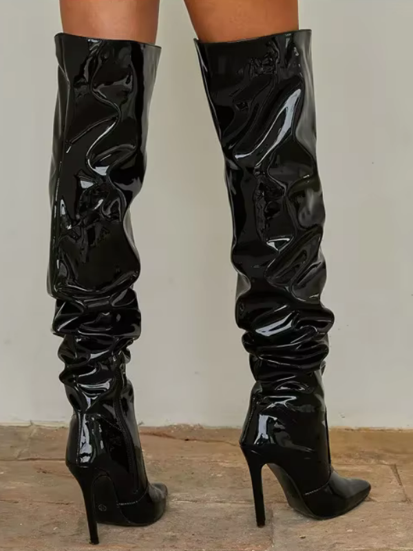 Patent leather Knee-High Heel Boots