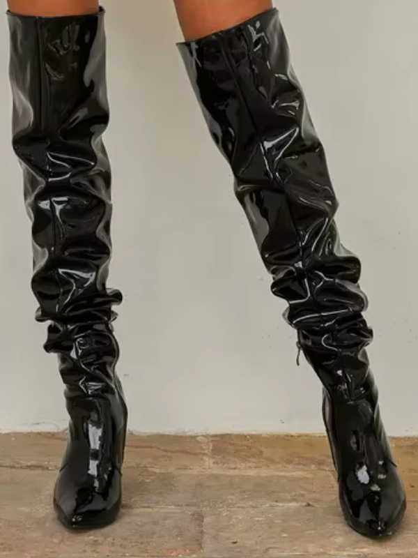 Patent leather Knee-High Heel Boots